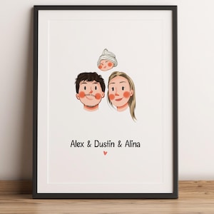 Anpassat minimalistiskt tecknat porträtt, porträtt av husdjur och ägare, anpassad illustration, porträtt från foto, parporträtt, familjeporträtt bild 9