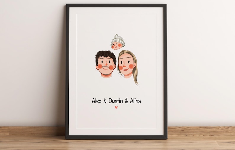 Anpassat minimalistiskt tecknat porträtt, porträtt av husdjur och ägare, anpassad illustration, porträtt från foto, parporträtt, familjeporträtt bild 9