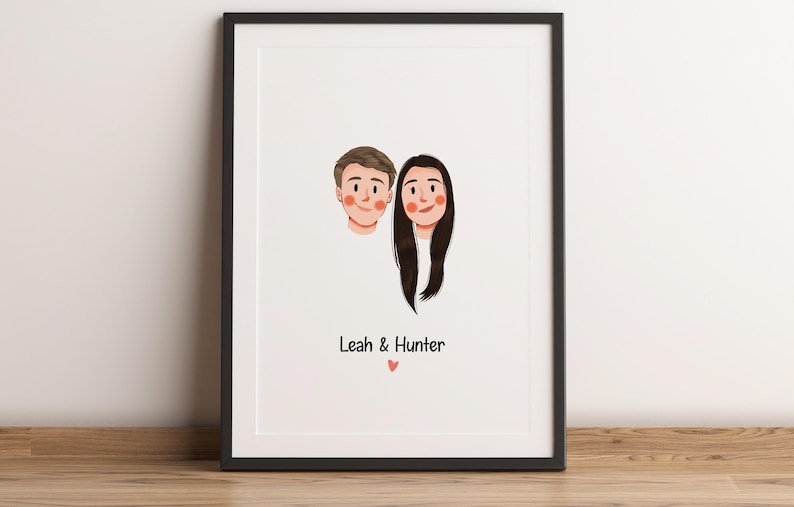 Anpassat minimalistiskt tecknat porträtt, porträtt av husdjur och ägare, anpassad illustration, porträtt från foto, parporträtt, familjeporträtt bild 14