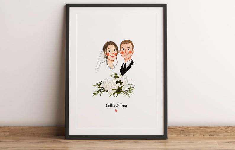 Anpassat minimalistiskt tecknat porträtt, porträtt av husdjur och ägare, anpassad illustration, porträtt från foto, parporträtt, familjeporträtt bild 6