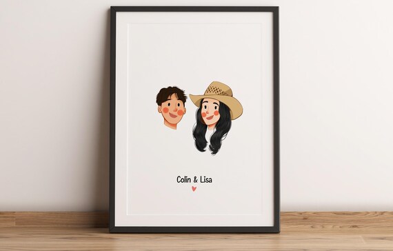 Custom Minimal Cartoon Portrait, Pet and Owner Portrait, Custom Illustration, Portrait From Photo, Couple Portrait, Family Portrait