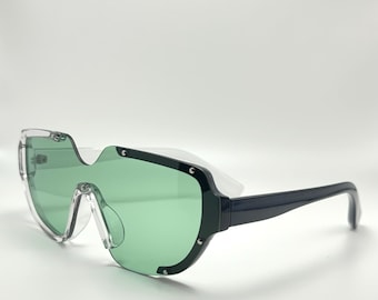 Chic Semi-Rimless Oval Acetate Sunglasses: UV Protection for Men & Women with Personalized Case