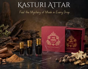 Aceite de perfume Vegan Natural Musk Attar: Set de regalo, hecho a mano en Kannauj
