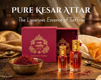 Pure Kesar Attar Perfume Oil: Vegan Saffron Fragrance in Gift Box