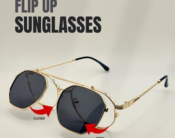 Flip Up Sunglasses | Vintage Steampunk Metal Frame Shades