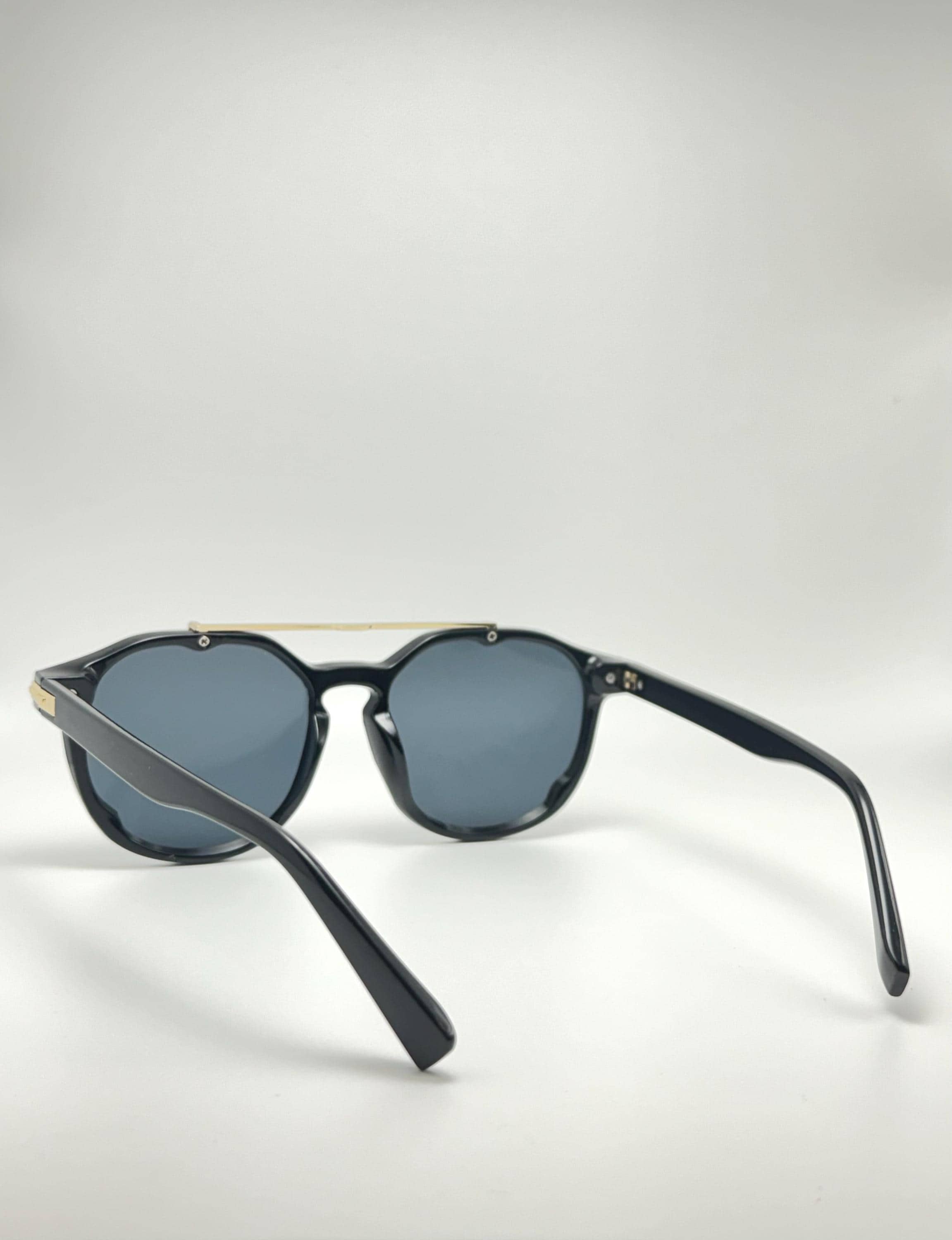 Round Sunglasses with Stud Accents and Metal Bridge Skyler Double Metal Bridge Polarized Round Sunglasses  main image 3