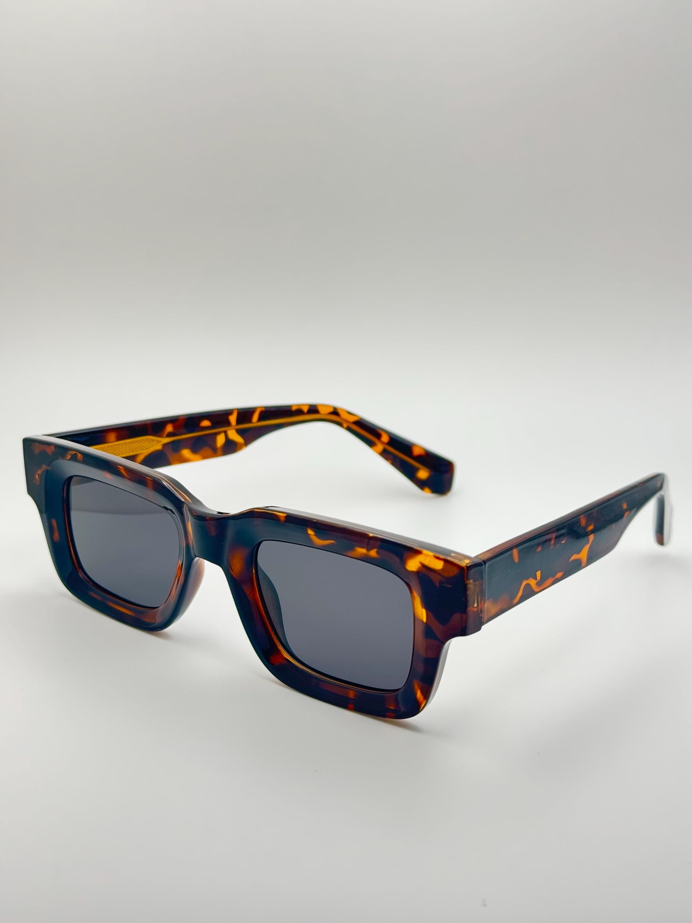 Square Acetate Sunglasses Retro Tortoise Frame UV400 Polarized Tortoise Oversized Thick Square Polarized Sunglasses with  main image 2