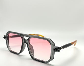 Vintage Tortoise Aviator Square Sunglasses: Unisex UV Protection