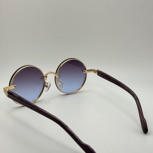 Runda vintage solglasögon | Gradienta retro solglasögon | Guldfärgade bågar UV400 glasögon bild 11
