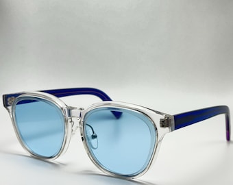 Eisblaue polarisierte Sonnenbrille: Transparenter Acetatrahmen, UV400-Schutz