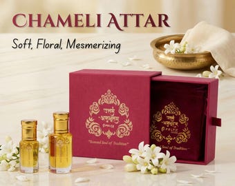 Chameli Jasmine Attar Perfume Oil: Handmade Alcohol-Free Vegan Fragrance