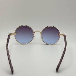 Runda vintage solglasögon | Gradienta retro solglasögon | Guldfärgade bågar UV400 glasögon bild 12
