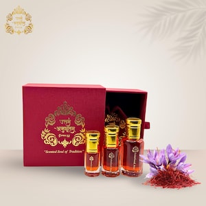 Pure Kesar Attar Perfume Oil: Vegan Saffron Fragrance in Gift Box