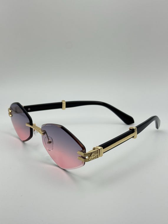 Y2K Rimless Square Sunglasses Trendy Retro UV400 Shades Amazon.com: knliwkm Rimless Rectangle Y2k Sunglasses for  main image 2