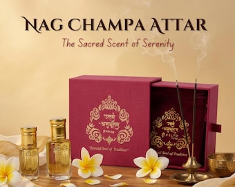 Nag Champa Attar Perfume Oil: Natural Floral Woody Fragrance, Kannauj Gift Box