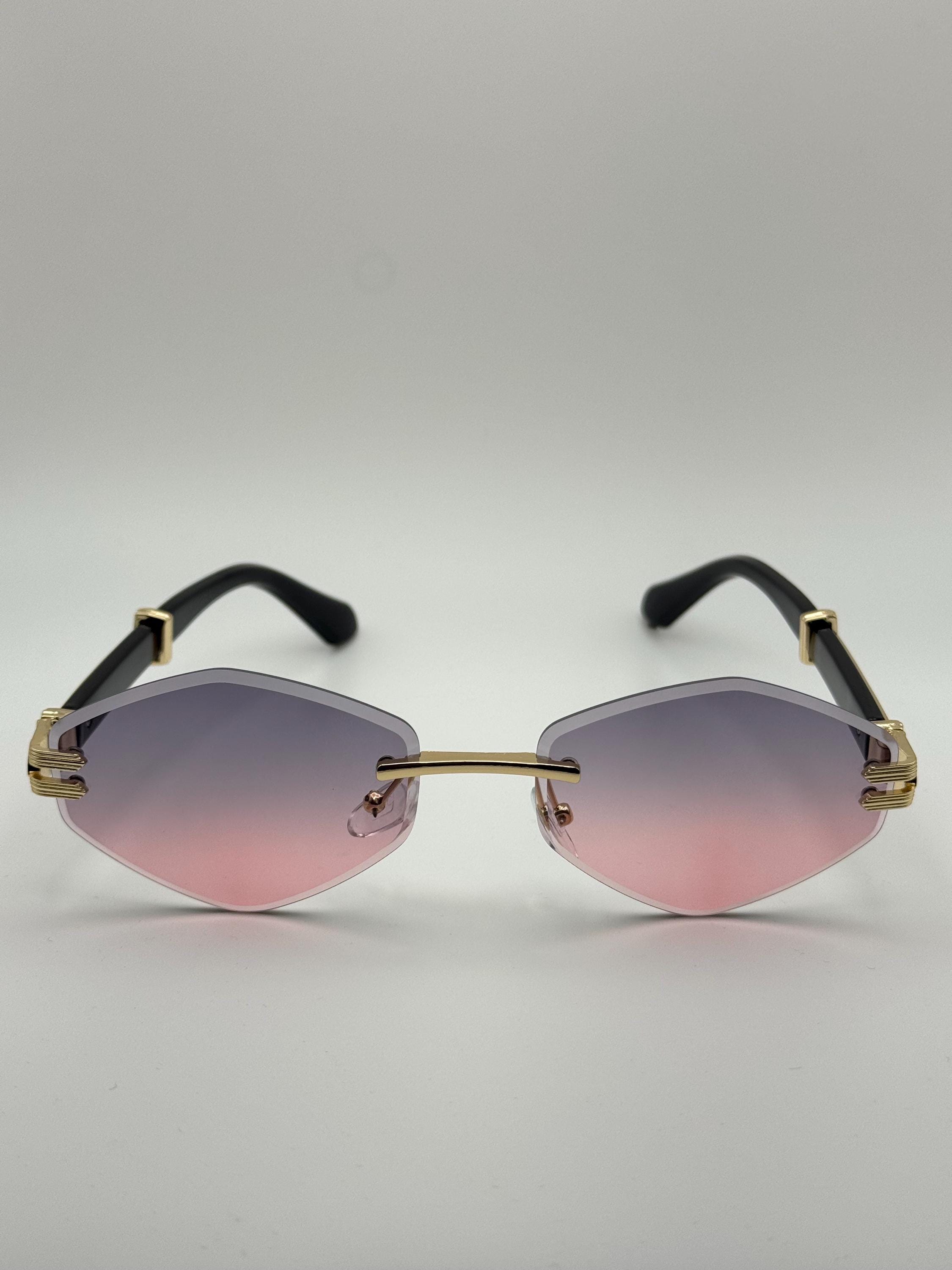 Rimless Geometric Sunglasses – Y2K Fashion, UV400 Protection, Personalized Case