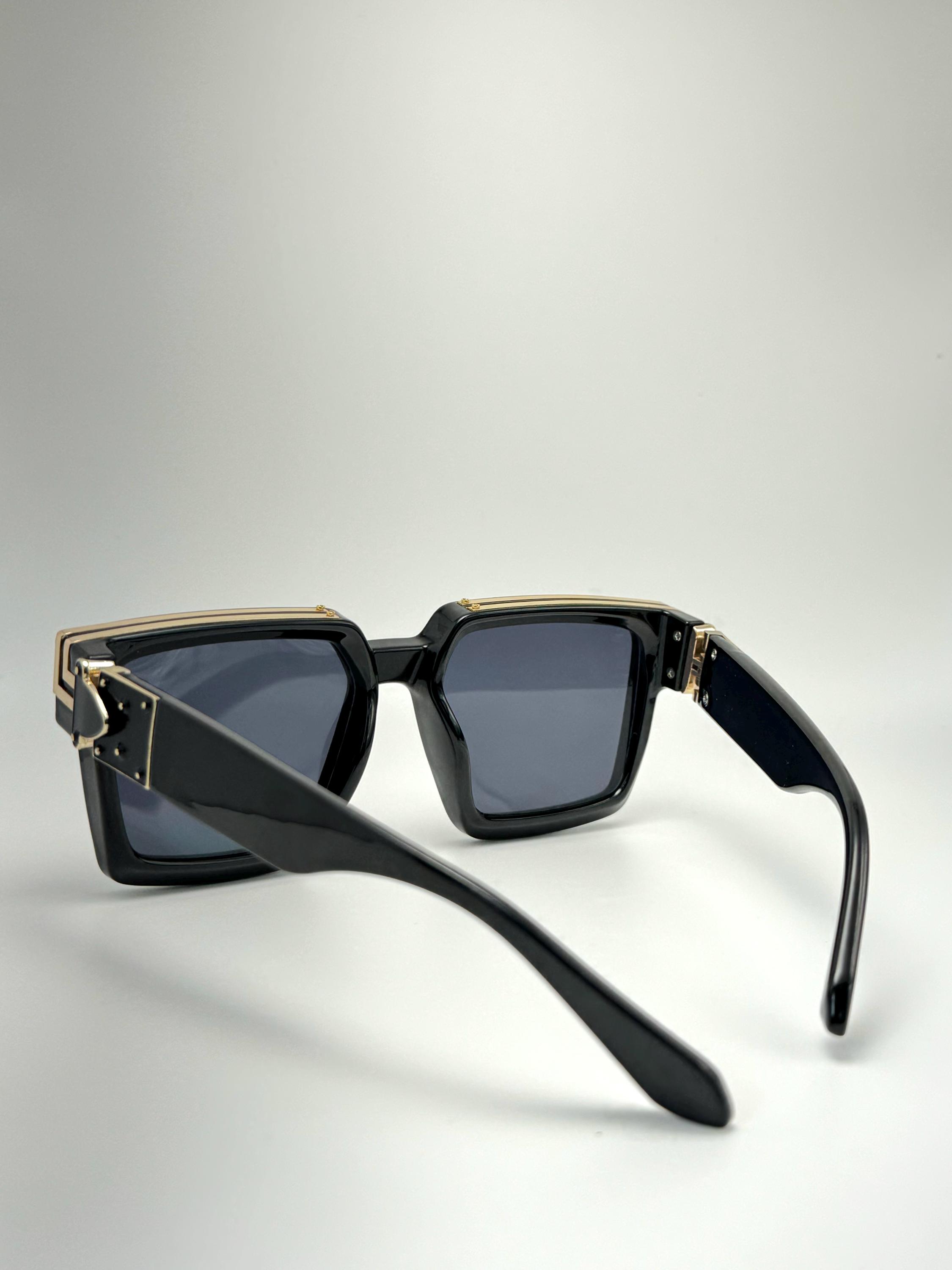 CCLI Retro Millionaire Sunglasses - Square Metal Flat-Top Punk Rock Hip Hop Style With UV400 Protection