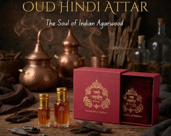 Aceite perfumado Oud Hindi Attar: madera de agar tradicional india, vegano, sin alcohol