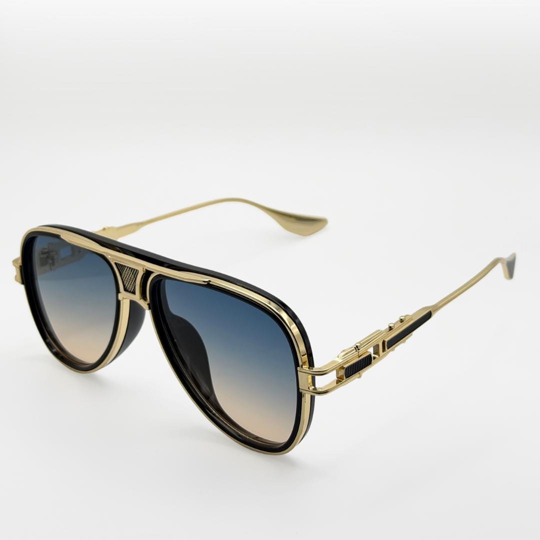 Retro Aviator Sunglasses Gold Black Frame Gradient Lens  display picture 1