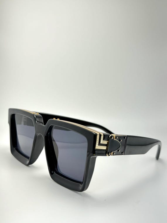Oversized Retro Square Sunglasses: Black Acetate Frames  display picture 2