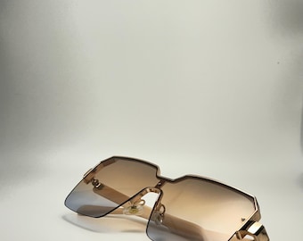 Elegant Semi-Rimless Square Sunglasses for Women with Customized Case - Designer UV Protection