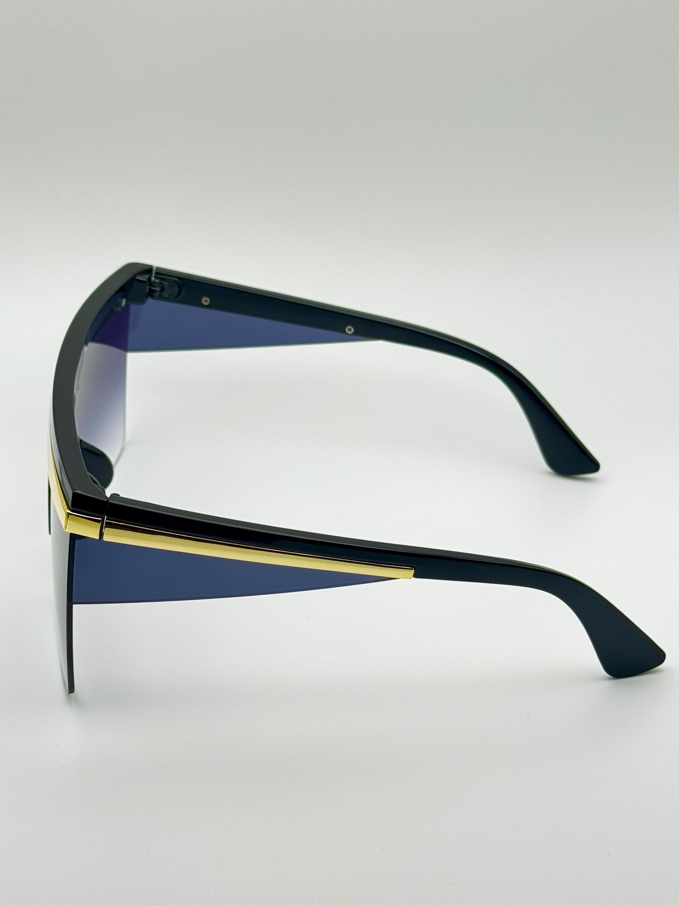 Gold-Accented Shield Designer Sunglasses with Purple Gradient Lenses Gucci Shield Gradient Sunglasses - Purple Sunglasses  main image 4