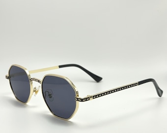 Metal Steampunk Sunglasses: Retro Gold Frame, UV400 Protection
