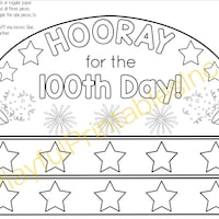 100th Day of School Paper Crowns, 100 Days of School Coloring Craft for ...