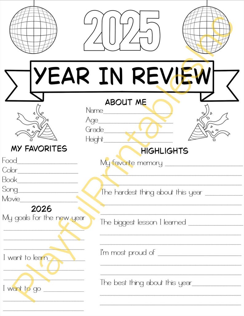 2025 Year in Review Printable for Kids - Etsy