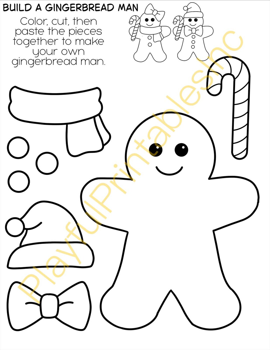 Build a Gingerbread Man Craft Printable PDF - Etsy Canada