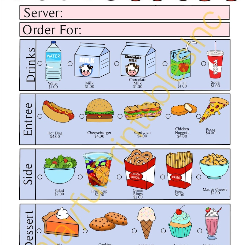 Play Restaurant Order Forms - Etsy