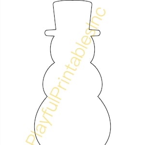 May include: A black outline of a snowman with a top hat, ready to be decorated. The text at the top says "Decorate Your Own Snowman". Instructions encourage the use of crayons, markers, glitter, and other craft supplies.