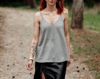30+ Farben! | Merinowollbluse mit Trägern | gestricktes Damen ärmelloses Top | Sommerliches Shirt | Alltagskleidung