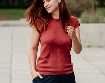 30+ colors! | merino wool t-shirt blouse | knitted women's short raglan sleeve top | woolen fitted blouse | everyday wear