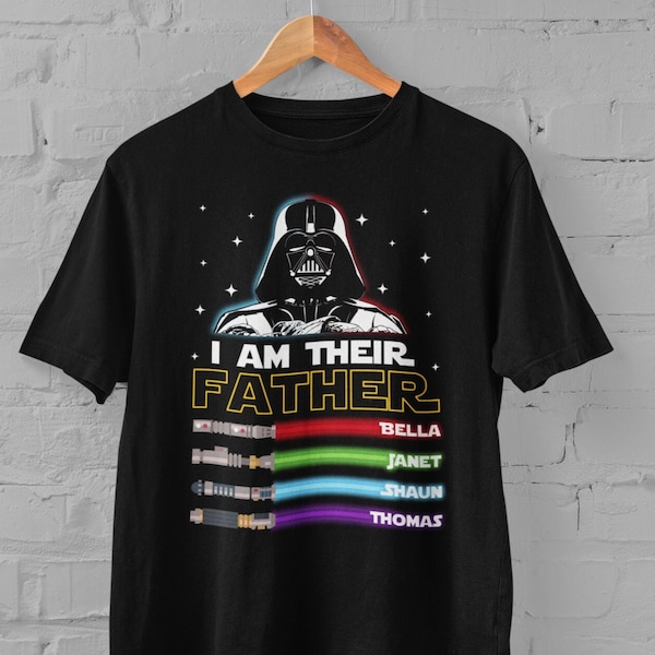 I Am Their Father Custom t-shirt, Custom Kids Name Shirt For Dad, Personalized Names Lightsabers, Light Saber Gift, Fathers Day 2023 Gift