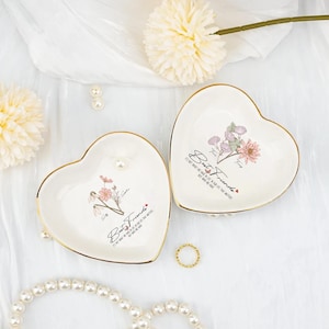 Personalized Friendship Jewelry Dish, Birth Flower Best Friend Gift, Birthday Gift for Bestie, Bestie Gift, Floral Ring Dish for Friend