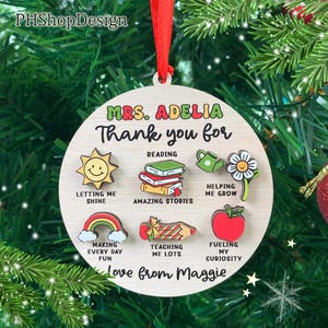 Personalized Teacher Ornament, Thank You Teacher Gift, Christmas Ornament Teacher Gift, Teacher Appreciation Gift Librarian Christmas Gift