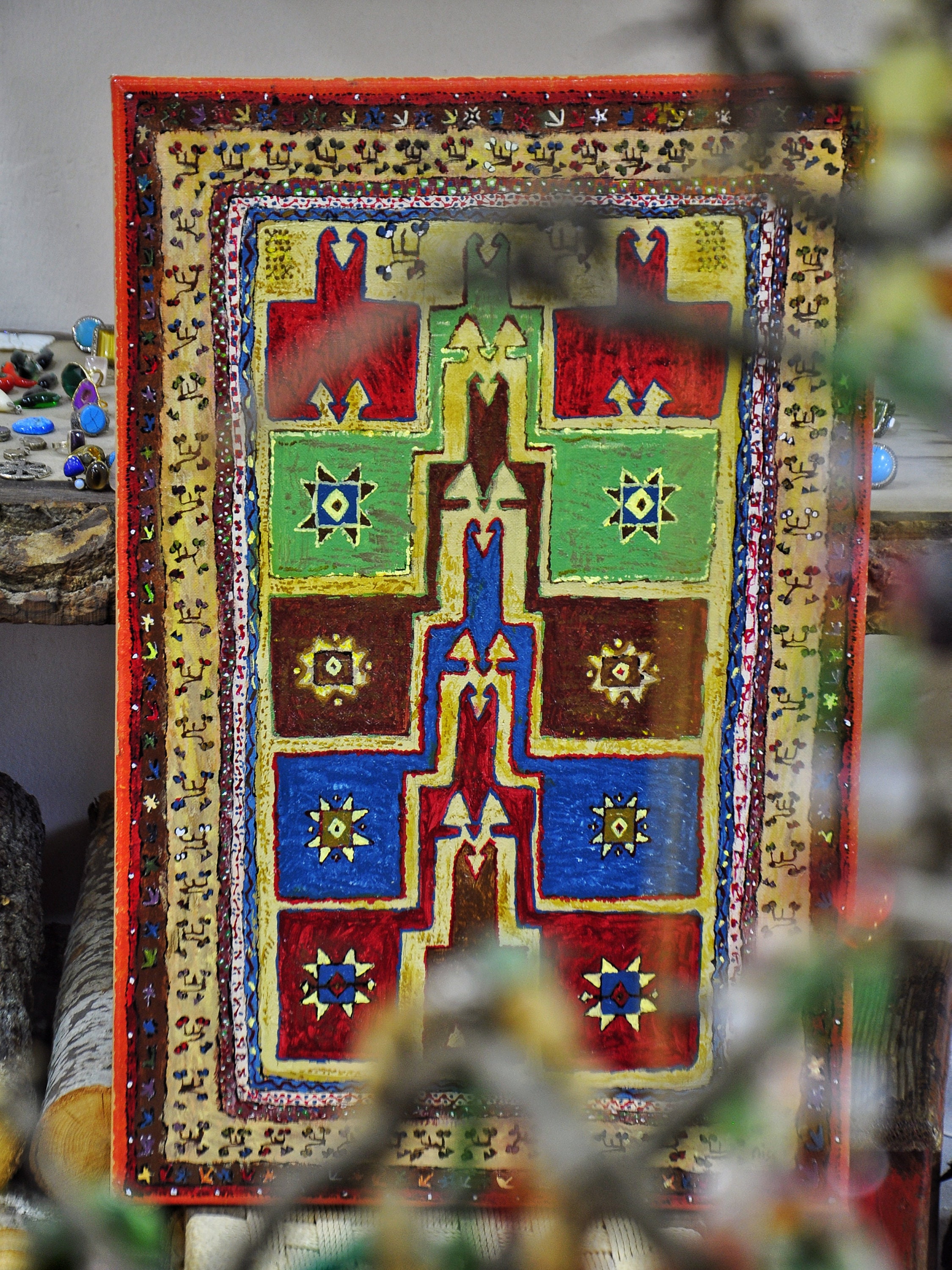 Anatolian asia Minor Rug Painting Bohemian Wall - Etsy