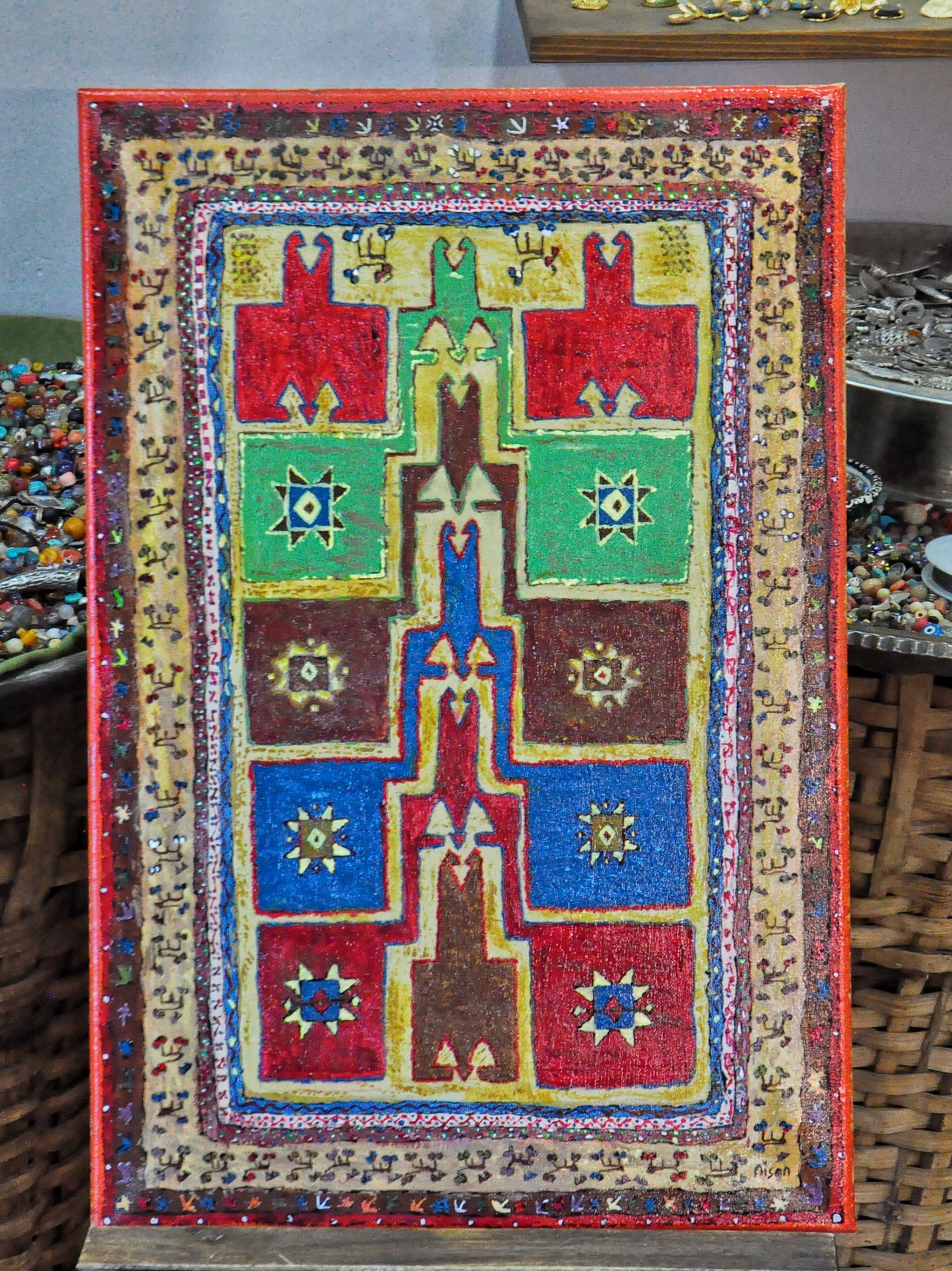 Anatolian asia Minor Rug Painting Bohemian Wall - Etsy