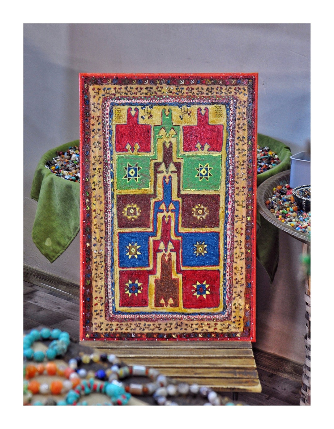 Anatolian (asia Minor) Rug Painting, Bohemian Wall Decor,historical ...