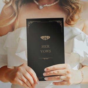 Plantilla de libro de votos matrimoniales gótico, votos para él y para ella editables, libro de votos personalizado imprimible estilo polilla victoriano, recuerdo de votos matrimoniales personalizado