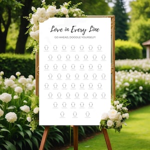 Wedding Guest Book Alternative DIY Unique Idea Guest Book Sign Drawing Faces Boho Fun Canva Template Personalized Custom Guest Sign In