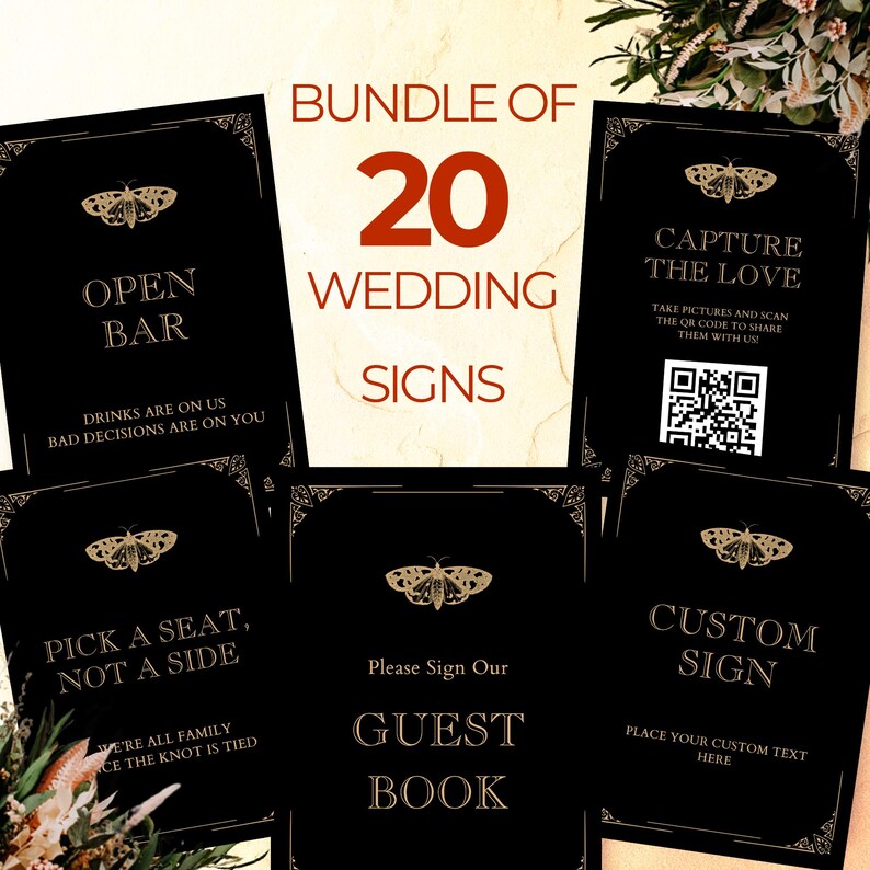 Gothic Wedding Invitation Set, Spooky Halloween Wedding Bundle, Till ...