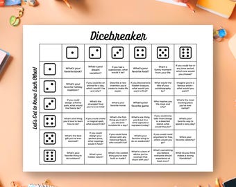 Juego DiceBreaker: Cómo conocerse Preguntas para romper el hielo Juegos imprimibles para niños Descarga instantánea Recurso para maestros para la vuelta al cole