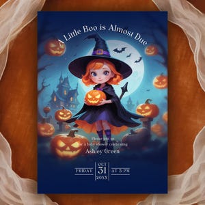 A Little Boo is Almost Due Baby Shower Invite, Spooky Halloween Invitation Template, Bats Pumpkins, Little Boo Invitation, Digital Download
