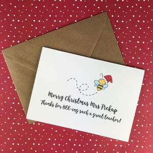 Christmas Teacher Card, Merry Christmas Teacher Card, Teacher, Teaching Assistant Card, Teaching Assistant, Card, Card For Teacher, Bee