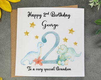 Personalised 1st Birthday Card, 2nd 3rd 4th Birthday Card, First Birthday Card, Personalised Kids Birthday Card, Dinosaur Card