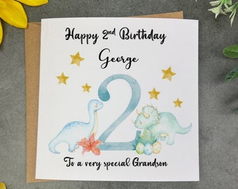 Personalized Dinosaur Birthday Card: Kids 1st, 2nd, 3rd, 4th Birthday