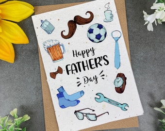 Happy Father's Day - Plantable Father's Day Card, Seed Card, Wildflower Card, Plantable Card, Flower Card, Father's Day, Gifts for Dad,