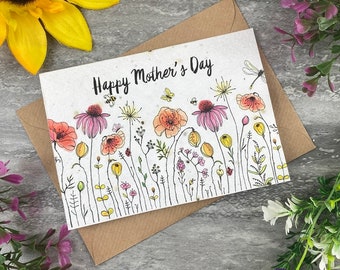 Happy Mothers Day Plantable Seed Card,  Plantable Card, Seed Card, Mum Gift, Mother's Day, Mother's Day Gift, Gift for Her, Wildflower Card